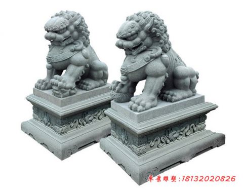 寺庙门前大理石狮子石雕