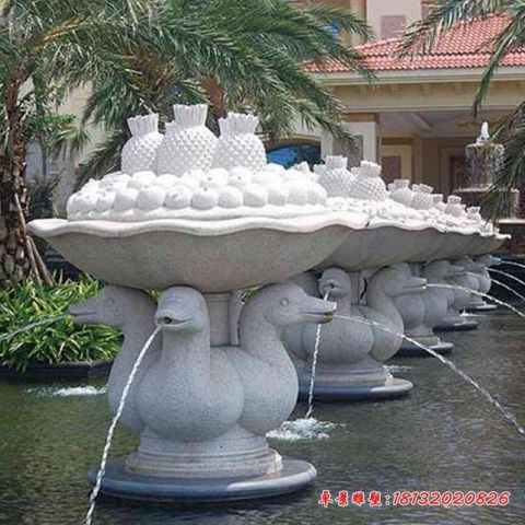 小区天鹅菠萝喷泉石雕