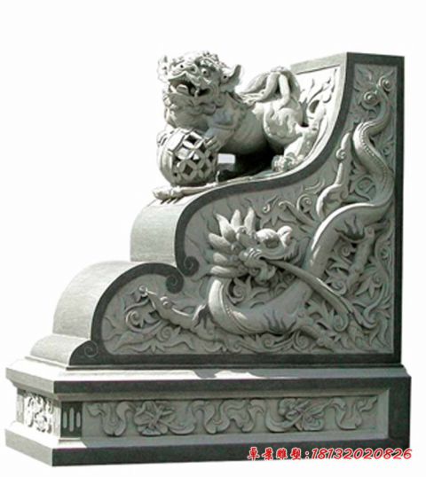 龙浮雕桥头门墩石雕