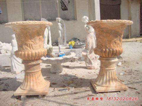 晚霞红公园欧式花盆石雕