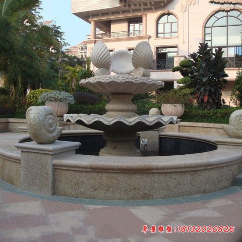 小区喷泉海螺喷泉石雕