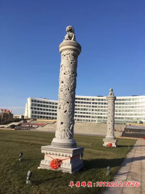 广场景观大理石盘龙柱石雕