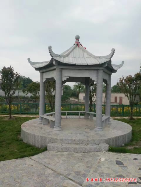大理石六角凉亭长廊石雕