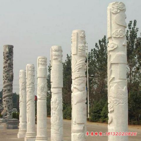 古代名人浮雕文化柱石雕