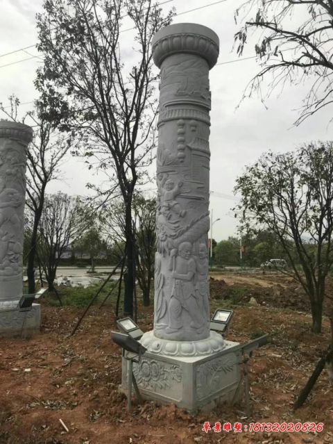 大理石民俗浮雕文化柱石雕