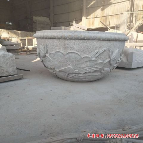 大理石荷花石水缸
