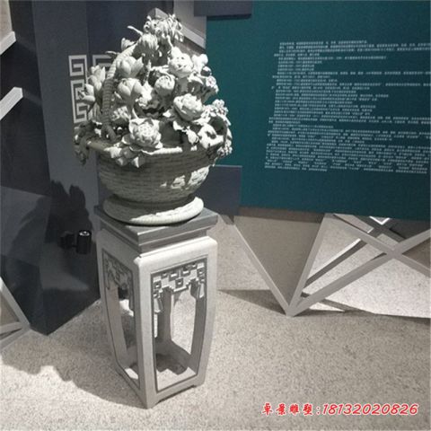 小区庭院大理石花篮石雕