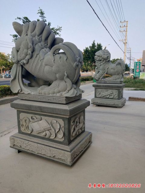 企业门前大理石狮子雕塑