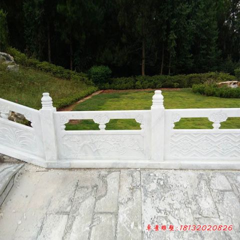 景区汉白玉梅兰竹菊浮雕石栏板