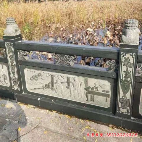 青石古代人物石浮雕栏板