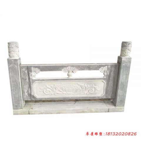 青石荷花浮雕石雕栏板