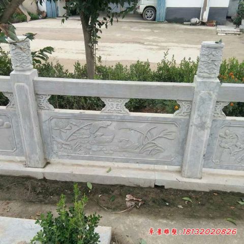 大理石鸳鸯浮雕石栏板