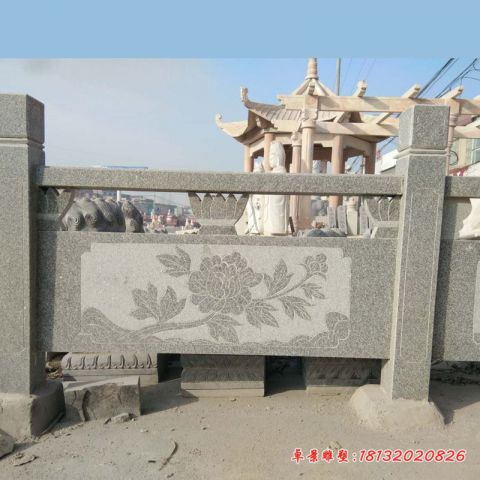 大理石牡丹浮雕石栏板