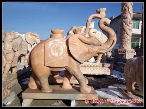 酒店门前吉祥如意大象石雕