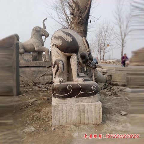 仿古门前避水兽石雕