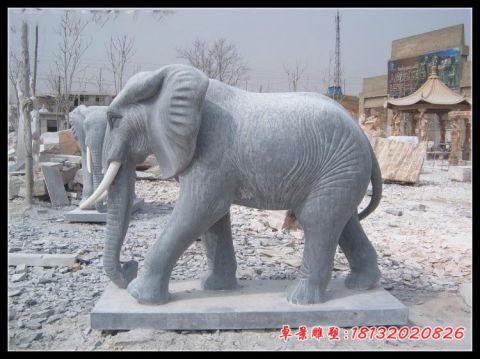 门前青石仿古石雕大象