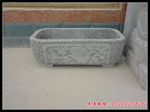 梅花浮雕石水缸