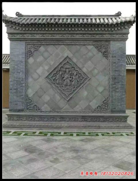 青石仿古福禄寿浮雕石影壁