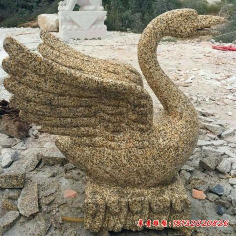 公园花岗岩喷水石雕天鹅