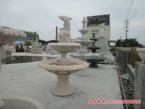 公园海豚喷泉石雕