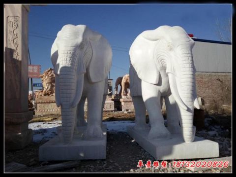 酒店门前汉白玉大象石雕