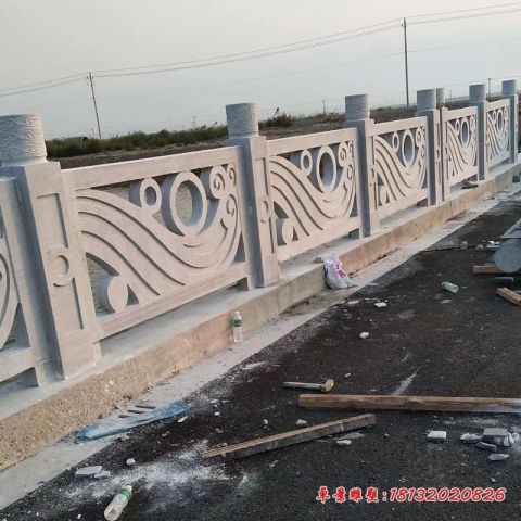 大理石海浪纹浮雕栏板石雕