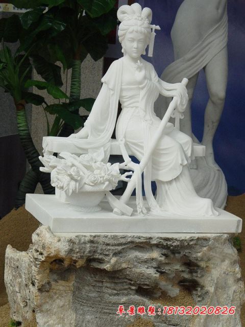 汉白玉古代人物黛玉葬花石雕
