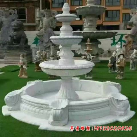 汉白玉三层海螺石雕喷泉