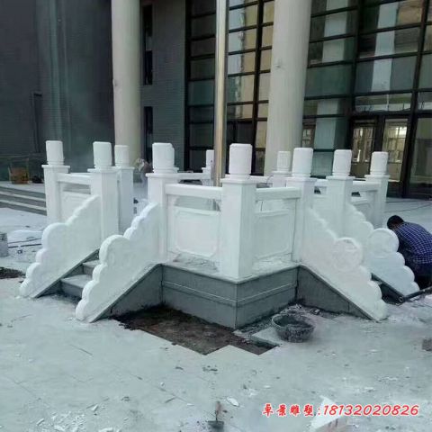 企业小型汉白玉升旗台石雕