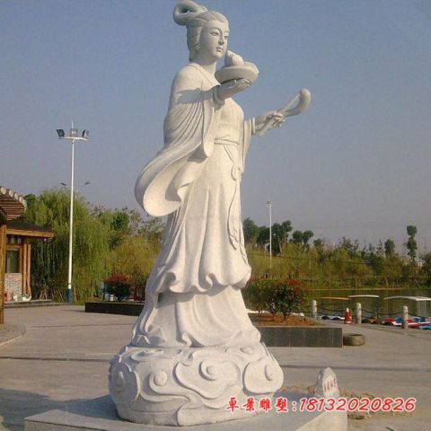 景区人物汉白玉仙女石雕