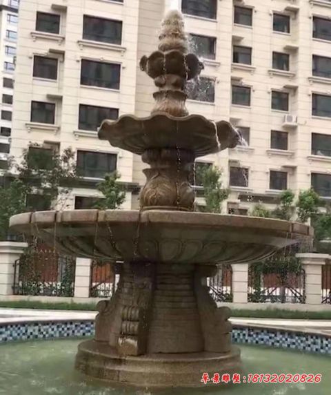 大理石小区三层石喷泉