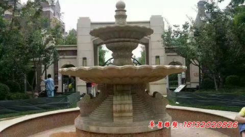 小区大理石双层欧式喷泉