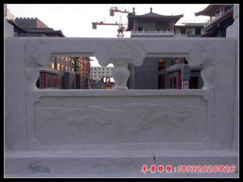 大理石金鱼浮雕石栏板