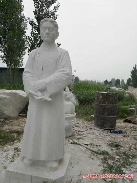 大理石近代名人画家徐悲鸿石雕