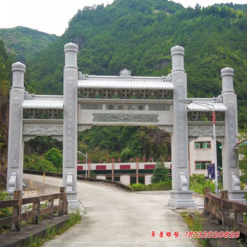 景区大理石冲天牌坊石雕