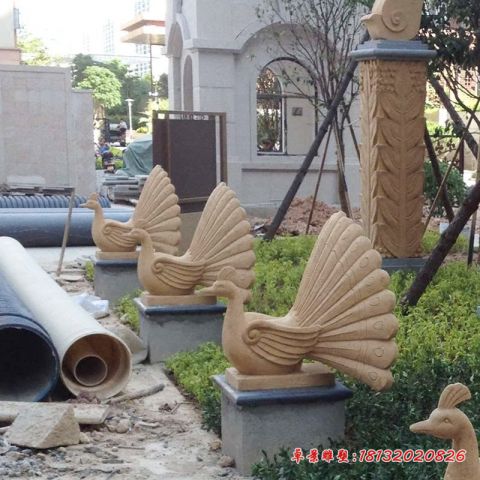 小区砂岩抽象孔雀石雕