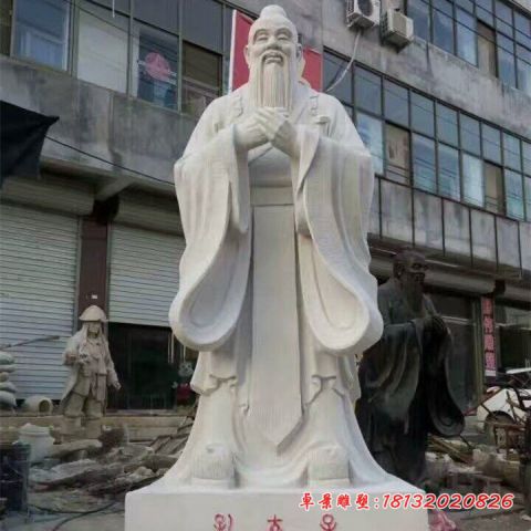 汉白玉景区孔子行教像石雕