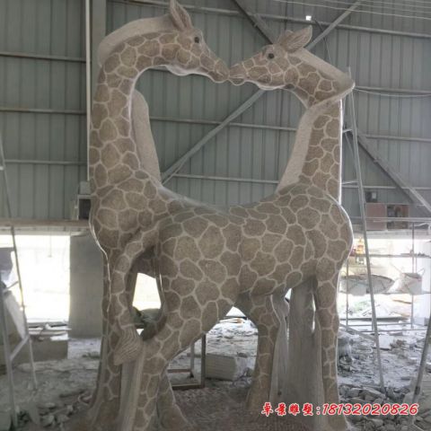公园动物大理石长颈鹿石雕