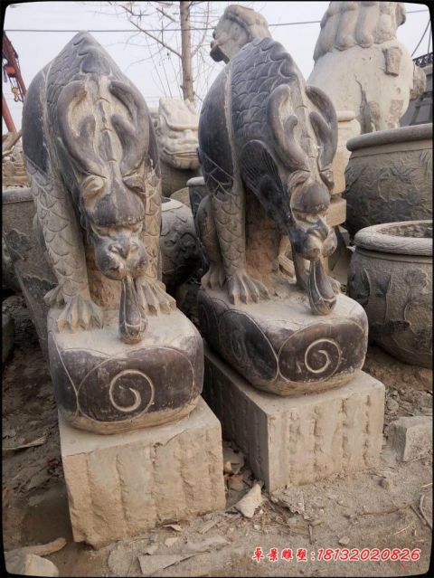 门前青石仿古避水兽石雕