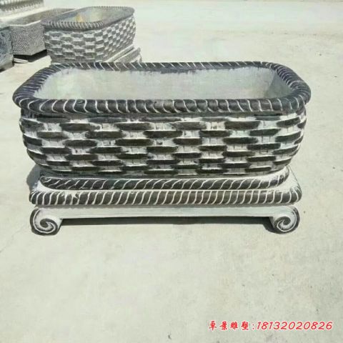仿古编织图案石水缸