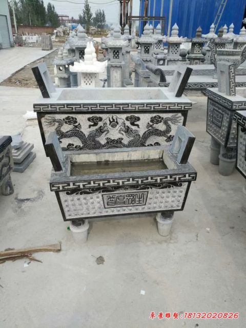 寺庙青石仿古方形石香炉