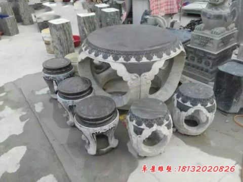 庭院仿古圆形石桌石凳