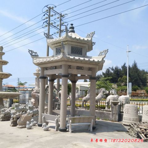 大理石双层五角凉亭石雕