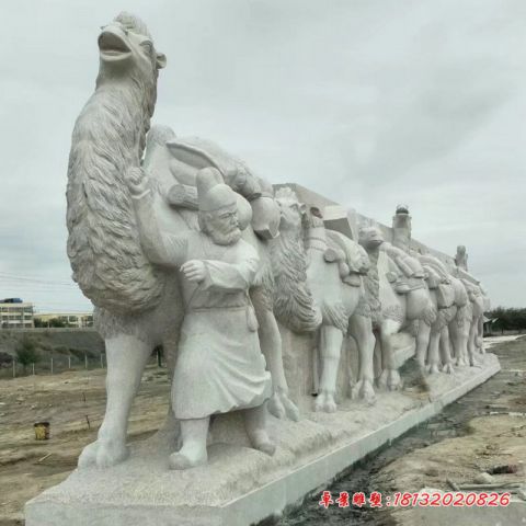 景区丝绸之路骆驼石雕