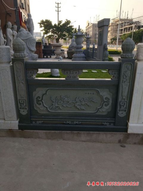 四季如意花朵浮雕仿古石栏板