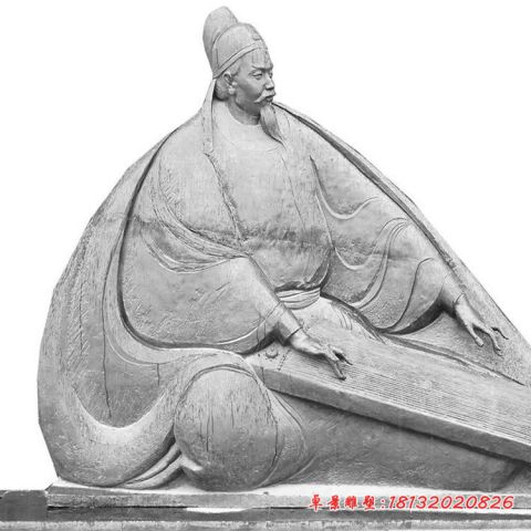 古代名人李商隐石雕