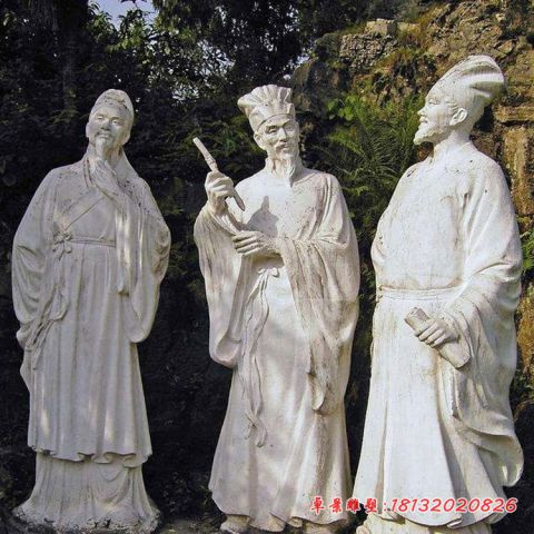 唐代文学家白居易和白行简及元稹石雕