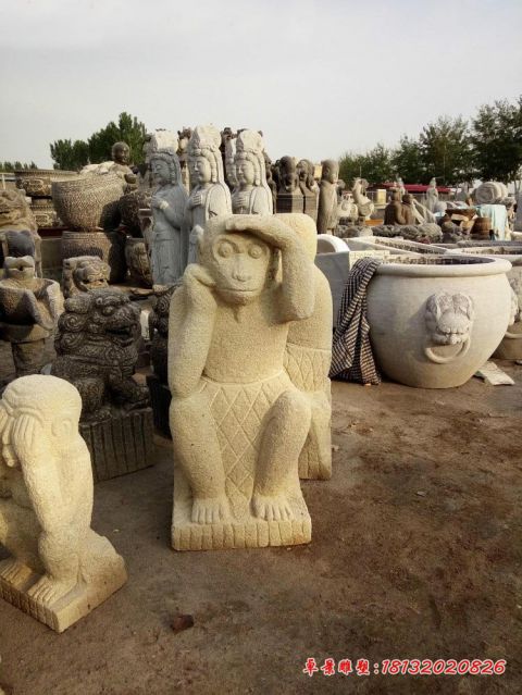 公园动物猴子石雕