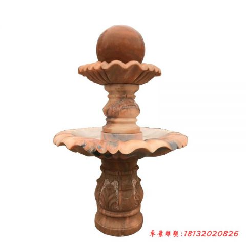 庭院双层晚霞红风水球