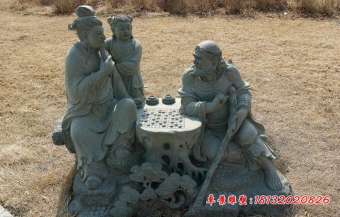 公园八仙下棋石雕人物